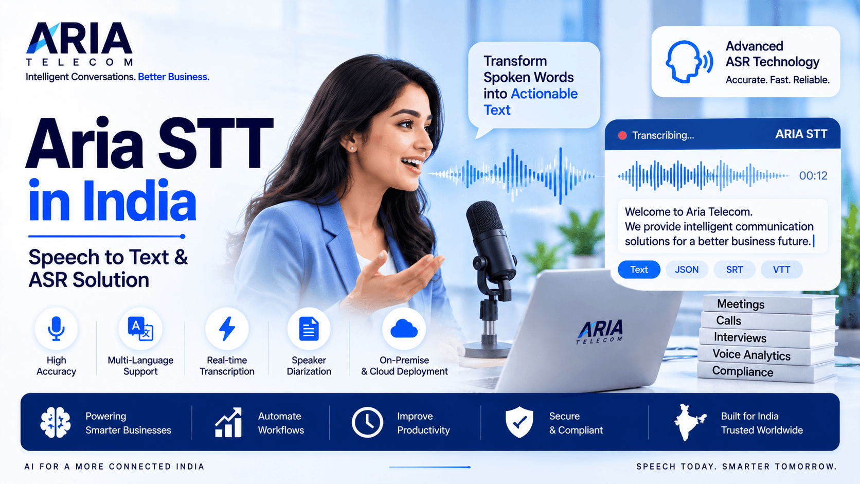 Aria STT in India Speech to Text and ASR Solution